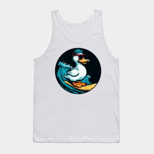 a cool white duck surfing while wearing red sunglasses Tank Top